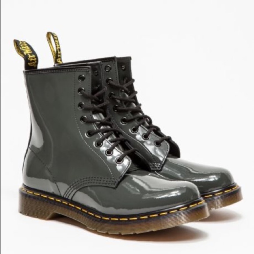 EUC! Classic Doc Martens in Grey Patent Leather